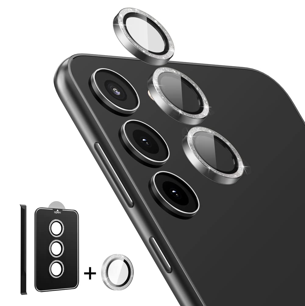 i-Blason Camera Lens Protector for Samsung Galaxy S23 & S23 Plus, [9H Tempered Glass] Ultra-Thin Anti-Scratch Glass Camera Cover [Includes Easy Removal Tool] (SilverGlitter)