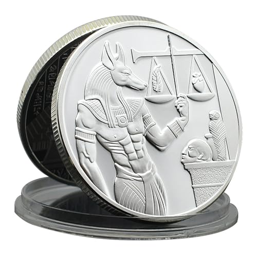 Medalla de la Muerte del Antiguo Egipto Anubis Moneda de Bronce Pirámide Moneda de Momia Coleccionables Regalo Conmemorativo - Plata