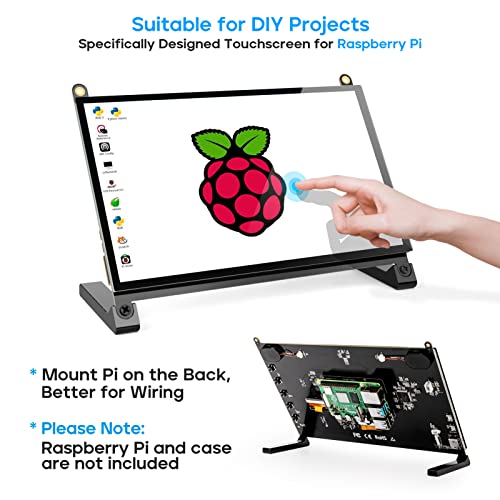 Roadom Raspberry Pi Screen, 10.1’’ Touchscreen Monitor, Ips Fhd 1024×600,Responsive And Smooth Touch,Dual Built-In Speakers,Hdmi Input,Compatible With Various Devices And Os,Easy Assembly,Driver Free #TOP1