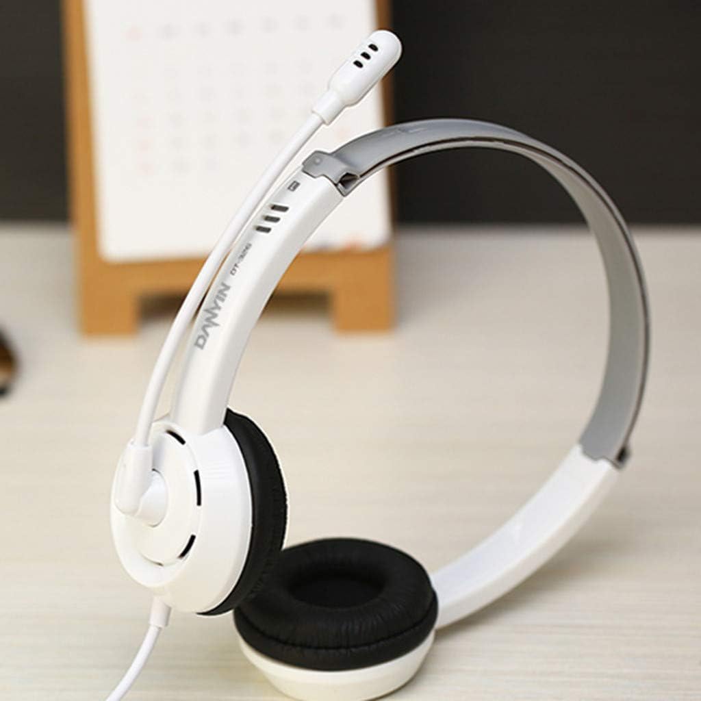 Adjustable Gaming Headset, 3.5mm Plug Over-Ear Headphone, 7.1 Surround Sound Earphone with Noise Cancel Mic, Compatible with N-Switch, PS4, Xbox One, Laptops, Tablet(White Dual Plug)