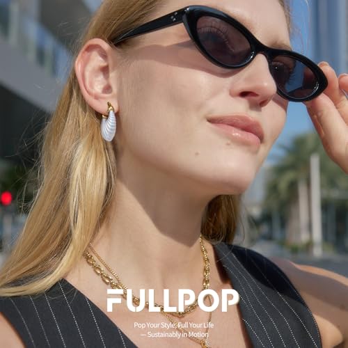 Image of Fullpop Vintage Earrings for Women, Chunky 14K Gold Plated Resin Hoop Earrings Lightweight Hollow Drop Earrings Hypoallergenic Earrings for Women Vintage Anthropologie Jewelry Gifts for Women