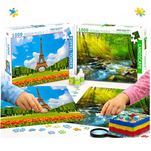 Image of Castle Jigsaw Puzzles for Kids and Childrens - Realistic Illustration Challenging Brain Booster Gifts, Fun and Creative Fun Game - Ages 5+ (500 Pcs) (Eiffel Tower + Landscape)