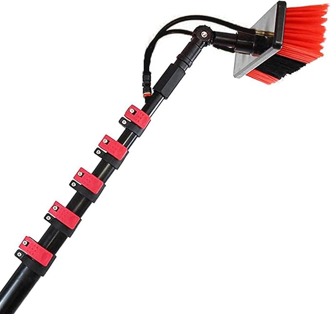 Window Cleaning Pole, Water Fed Backpack Telescopic Brush Extendable Window Squeegee Washer Roof