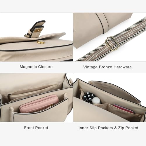 Image of AFKOMST Crossbody Bags for Women,Small Saddle Purse and Boho Cross Body Handbags,Vegan Leather