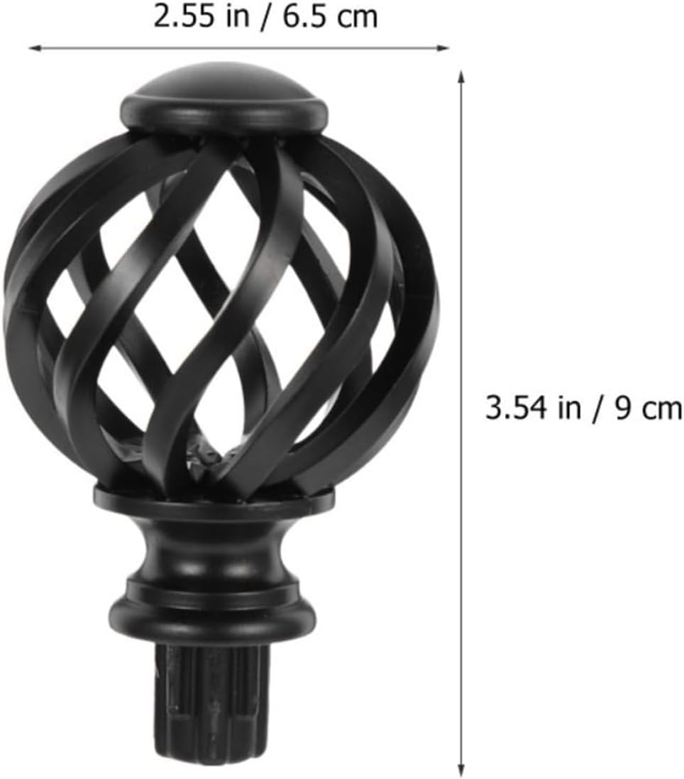 Replacement Curtain Rod Finials Spiral Plastic Window Head(Black)