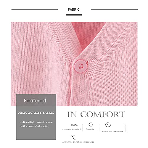 Image of Blostirno Women's Cardigan School Uniform Sweater Cardigans V-Neck Long Sleeve Button Down Knit with Pockets
