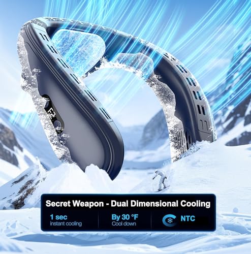 Ar condicionado de pescoço com placa de resfriamento extragrande, ventilador de pescoço portátil 600