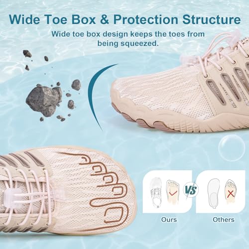 Image of Hike Barefoot Water Shoes for Women Men Footwear, Quick Dry Wide Toe Box Pro Beach Swim Athletic Sports Shoes, Non-Slip Lightweight Aqua Shoe for Pool Hiking Walking Kayaking Diving Surfing