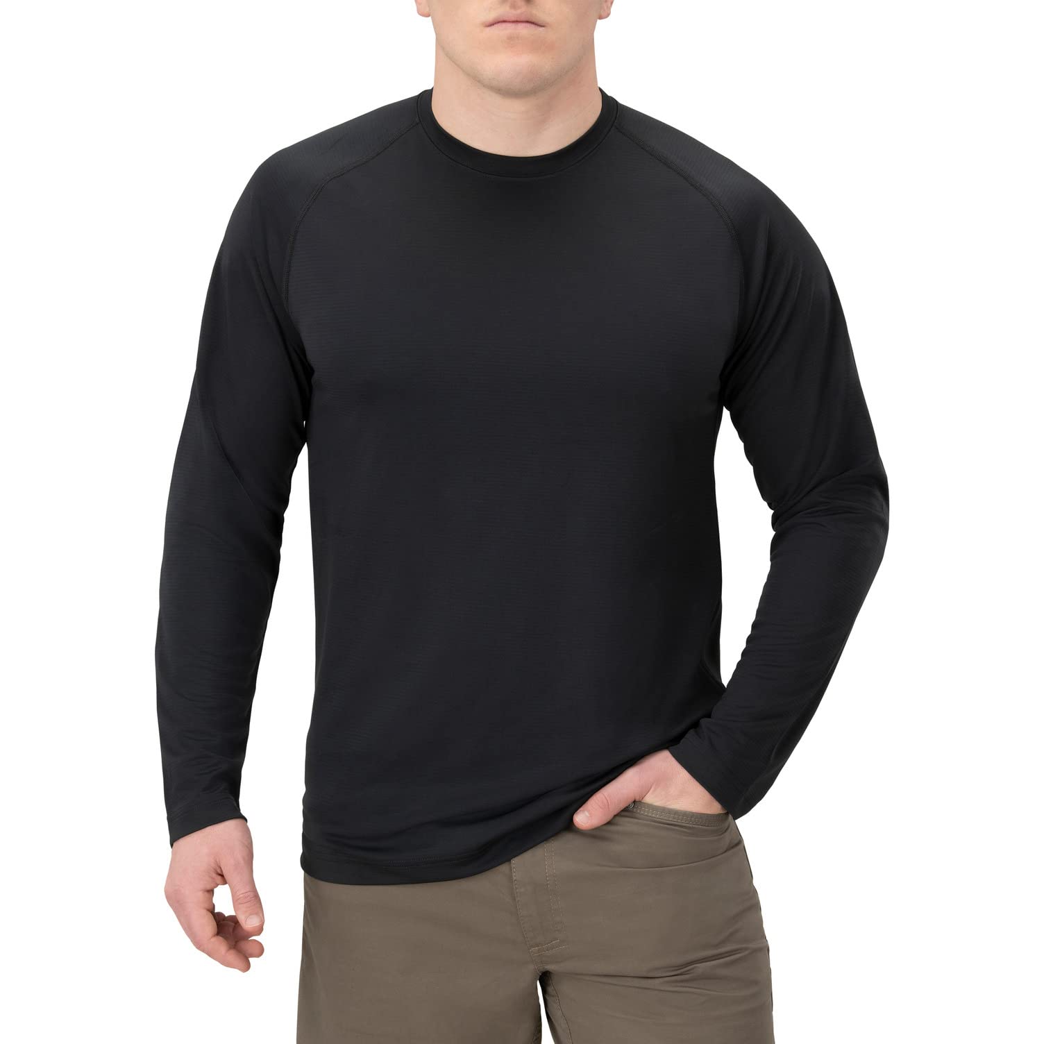 Vertx Mens Long Sleeve Tactical T Shirt, Athletic Workout Hunting Hiking Sport, Pull On Longline Style, Semi Compression Fit