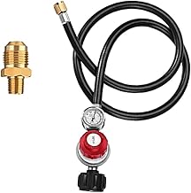 Régulateur de propane avec pression de sortie réglable de 0 à 30 psi, tuyau de 1,2 m et jauge analogique pour grills, équipements de cuisine en plein air et unités de service alimentaire