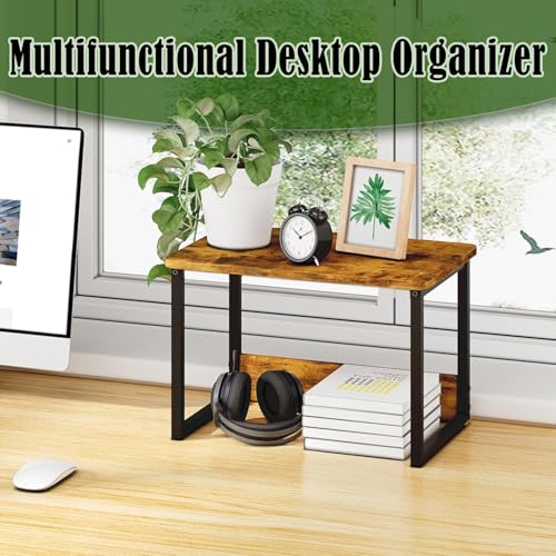 Image of MTANK Heavy Duty Desktop Printer Stand with Storage - Multi-Purpose Shelf Organizer for Home Office, Small Printer Table for Copier, Scanner & Fax Machine (Rustic Brown)