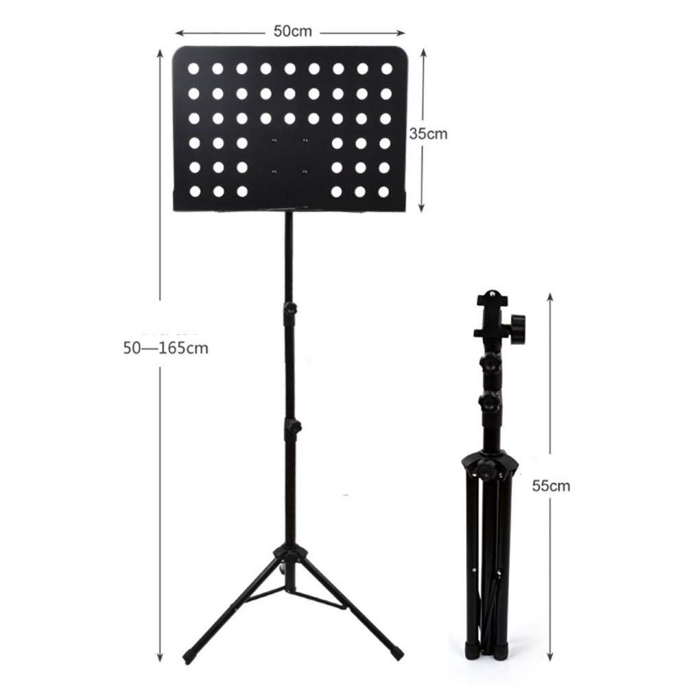 Notenständer, höhenverstellbar, leicht, kompakt für Aufbewahrung oder als T-Musikbuchständer, robust für Schulorchester, Chöre (Farbe: Schwarz, Größe: 50 x 165 cm) (Schwarz 50 x 165 cm)