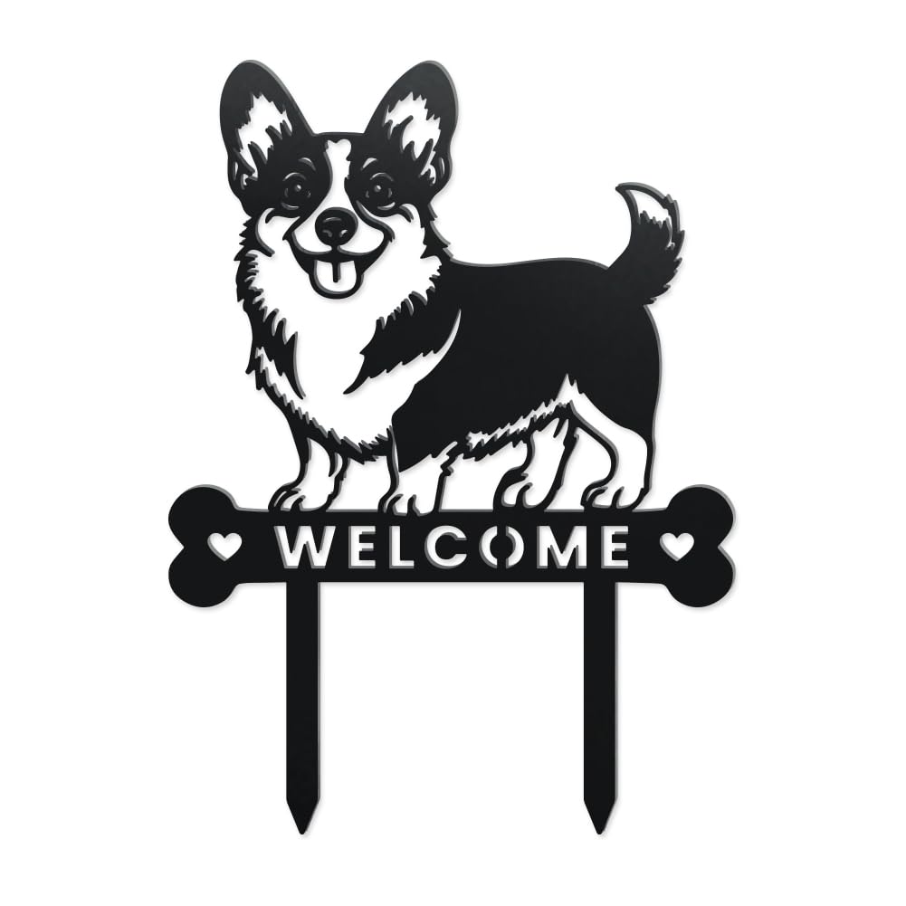 WADORN Dog Breed Welcome Metal Decorative Garden Stakes