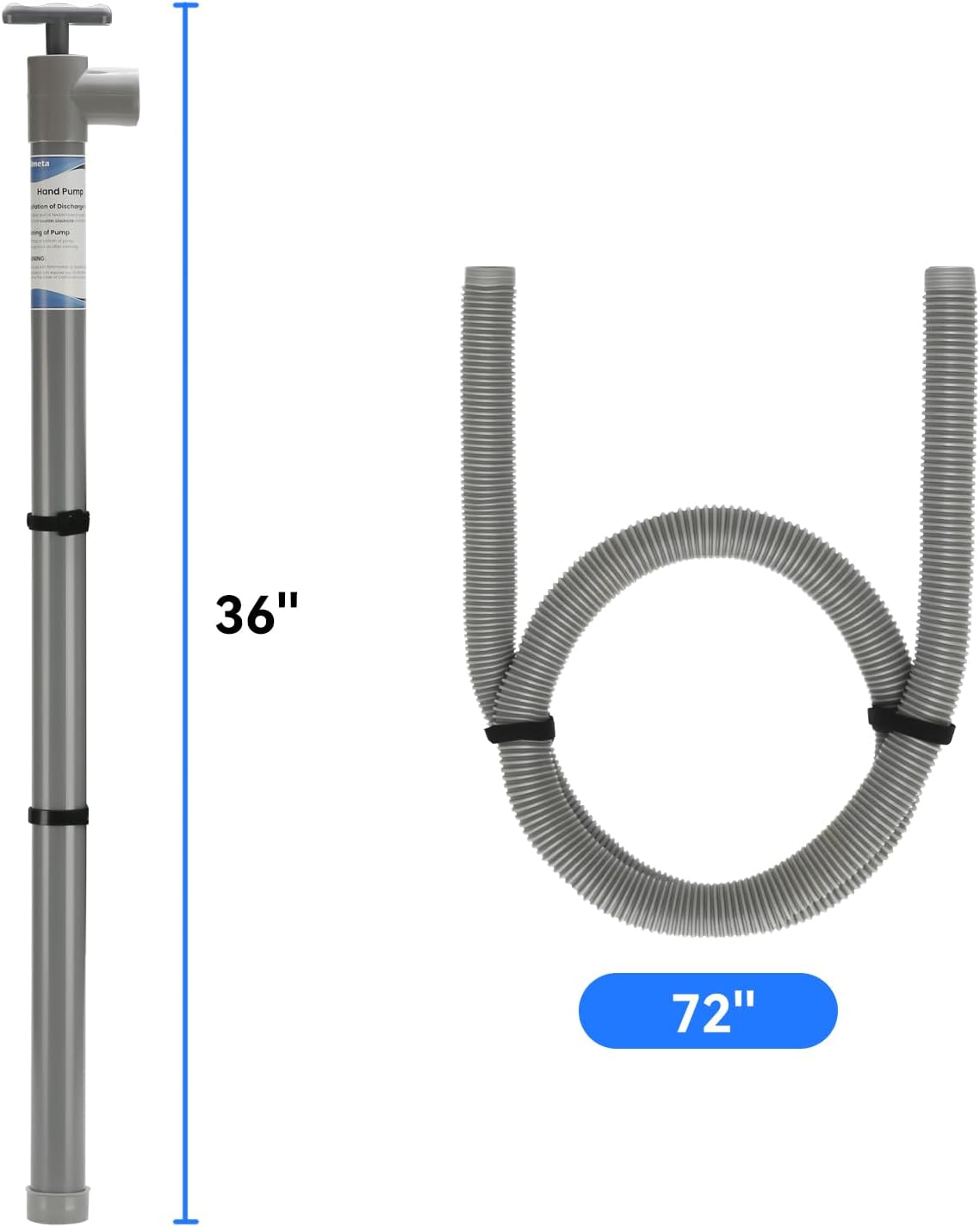 Solimeta Hand Bilge Pump, Siphon Suction Water Pump 36 Inch Length with 72 Inch Hose, Fluid Transfer, Water Removal