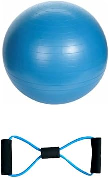 Slipt 55 cm Fitilli Pilates Topu + S nger Sapl   eklinde Diren  Lasti i Seti