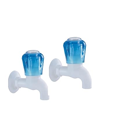 AK Heavy Duty Crystal Plastic Water Tap/Short Body Plastic Bib Cock/Washing Area/Kitchen Sink Tap/Bathroom Bibcock for Hot & Cold Water/Basins Cock (Pack of 2)