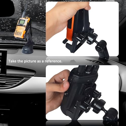 Image of HYS Mount Holder for Handheld Radio w /17mm (0.67inch) Rotate Ball Hole 2-Way Radio Mount for Motorola, Kenwood & ICOM, Heavy Duty Walkie Talkie Clamp, No Drilling