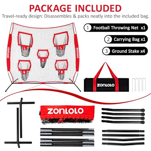 7×7ft Football Throwing Net, Football Training Net,Target Practice with 5 Different Sized L/M/S Targets | Great for Quarterback | Includes Compact Carrying Bag - Image 5