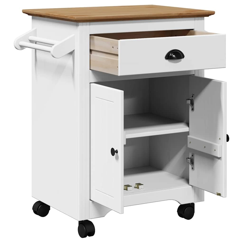 Gecheer Carrello da BODO Bianco e Marrone 72x45x80 cm,Carrellino,Carrello da con Ruote,Carrello portaoggetti,Carrello Credenza,Carrello su Ruote,Carrello di Servizio,P4016876