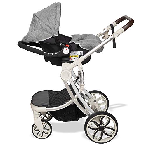 ib style® JUMA 3 in 1 Combi - Kinderwagen + Buggy |incl. Auto stoeltje |incl. Regenhoes |inklapbaar |ZWART/GRIJS - Afbeelding 7