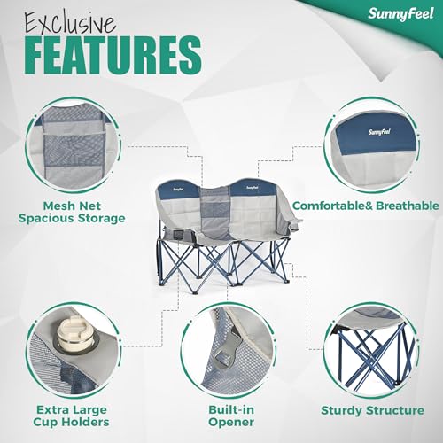 Image of SUNNYFEEL Double Camping Chair Oversized Loveseat for Adults