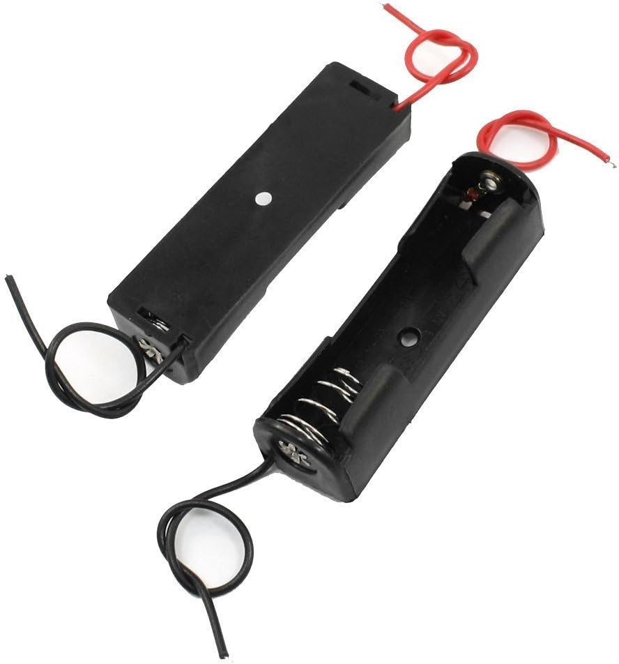 12 Pcs/1 Dozen 1 x 1.5V AA Battery Spring Clip Black Plastic 1 x 1.5V AA Battery Case Holder Box Black Red Wire Leads image 2
