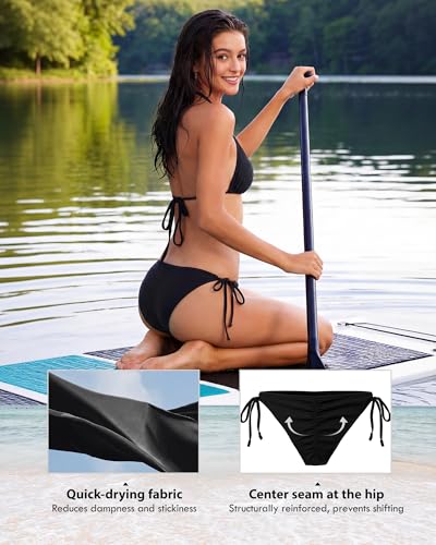 Image of American Trends Women's String Triangle Halter Bikini Set-2 Piece Swimsuit,Adjustable Ties,Removable Pads&Quick-Dry Fabric