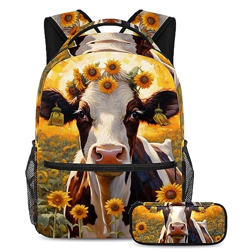 Sac à dos vache et tournesol pour la rentrée scolaire des enfants et ados
