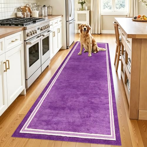 Felpudo largo de entrada y pasillo morado de 70x200 cm para un recibidor limpio y acogedor 2