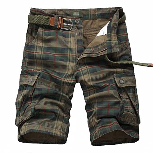 iCKER Herren Cargo Shorts Camouflage Freizeit männer Kurze Hose Lose Fit Baumwolle Bermuda Camo Shorts Sommer,Grün-2,Gr....