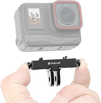 PULUZ Quick Release Bracket Adapter Compatible with Insta360 X5/X4 Air/Ace Pro/Ace Pro2 Made of aerospace grade aluminum alloy and lightweight design only 18.5 grams. Fits 1/4" screws. Can be used for selfie stick, tripod, gimbal etc
