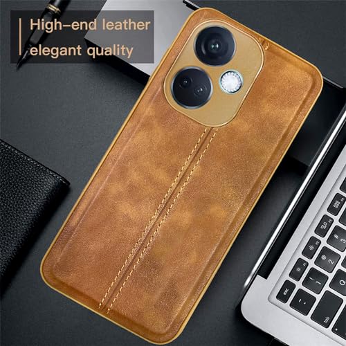 Image of A rtistque Premium Thread Leather Back Cover Case for Oneplus Nord CE 3 5G | Drop Protection | Smooth Grip | Raised Camera Edges| Oneplus Nord CE 3 5G Back Cover - Brown