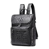 NIUCUNZH Premium Genuine Leather Laptop Backpack 14 Inch Large Capacity Daypack bag Travel Hiking Camping Crocodile Embossed