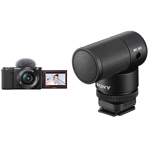 Sony Alpha ZV-E10 - APS-C Interchangeable Lens Mirrorless Vlog Camera Kit - Black Vlogger Shotgun Microphone ECM-G1