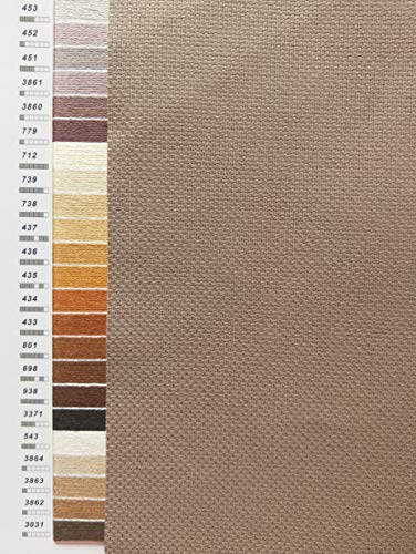 Image of KCS 4 pc of 12 inch x 18 inch 14CT Counted Cotton Aida Cloth Cross Stitch Fabric (Beige Brown)