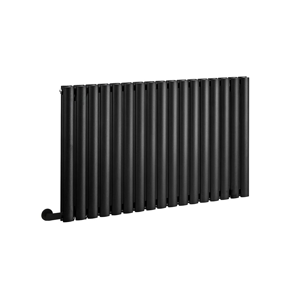 Milano Black Aruba 1200W Horizontal Double Oval Panel Electric Radiator - 635Mm X 1000Mm