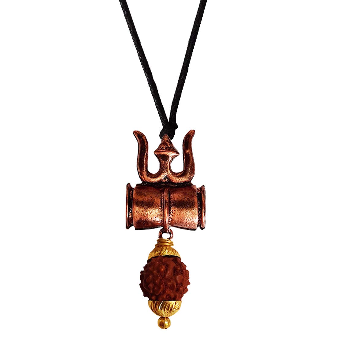 RICH AND FAMOUS Copper-Plated Shiv Kavach Rudraksha Trishula Damru Locket with Black Dori for Boys & Men (B0838HRJMD) Amazon Price History, Amazon Price Tracker