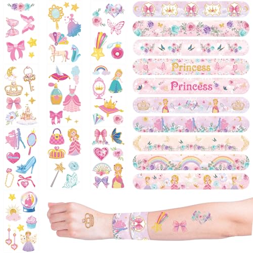 Décorations de fête d'anniversaire princesse avec bracelets slap et récompense classe