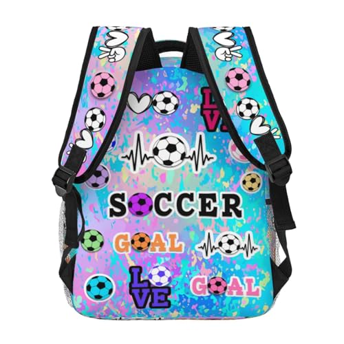 Cute Soccer Backpack Football Print School Bookbag 16 Inch Casual Backpack Travel Bag for Kids Boys Girls Adults Gifts4