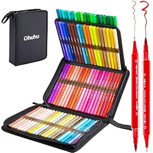 80 kleuren Art Markers Set, Ohuhu Dual Tips Coloring Brush Fineliner Color Marker Pens, Water Based Marker for…