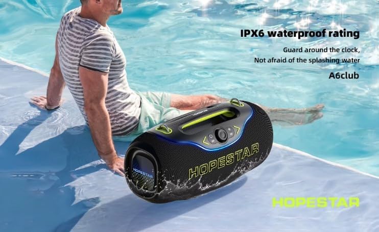 WorryFree Gadgets Portable Bluetooth Speaker with RGB Lights, Mic with EQ & Volume Control, 10M Range, Shock Heavy Bass, 200W, Black - Image 4