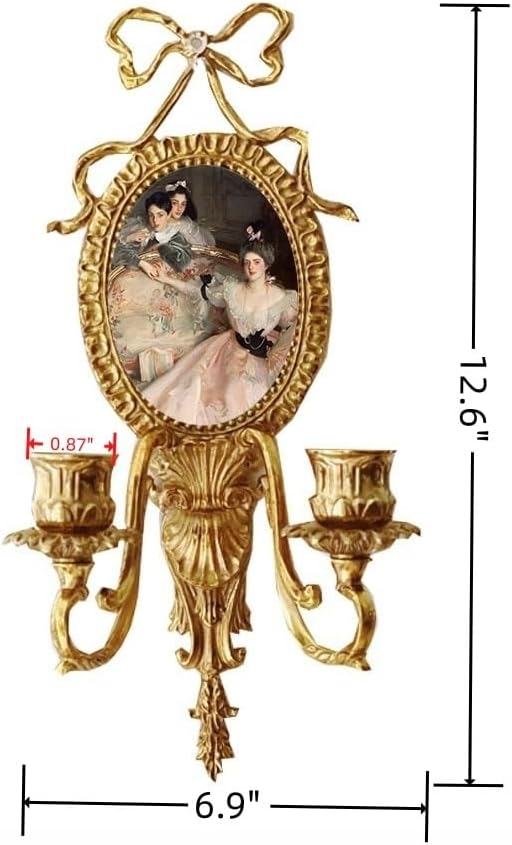 Bow Sconce Brass Gold Candle Sconces,Antique Heavy Duty Candle Holder,Wall Mounted Home Decoration,for Living Room,Dining Room, Bedroom,Entryway（No Candle (Gold 2)