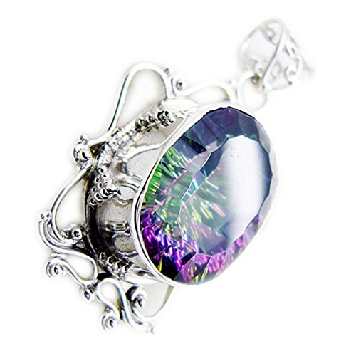 Colliers colliers pendentif à quartz naturel chaîne réglable en argent sterling 925 rétro