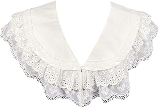 Cuello falso de encaje para mujer, chal falso bordado, accesorios de ropa, color blanco, bufanda de encaje desmontable