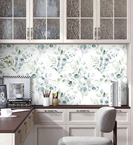 Papel tapiz de hojas de eucalipto bohemio Floralplus de 17.5x118 pulgadas para dormitorio 6