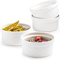 Vista 20 de Ramequines de 177 ml con tapas aptos para horno, pequeños ramequines de crema catalana con cubiertas, juego de 4 ramequines de cerámica, tazones