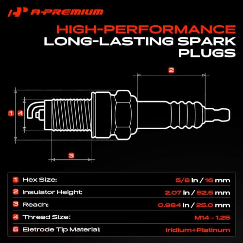 A-Premium Iridium Platinum Spark Plugs Pack of 4, Fine Wire, L4 Engine by A-Premium - Used condition - Image 3