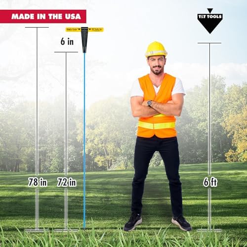 Miniatura 6 de T&T Tools Mighty Probe - Sonda de suelo de metal aislada, 78 pulgadas de largo, con varilla redonda hexagonal de metal de 38 pulgadas, varilla de