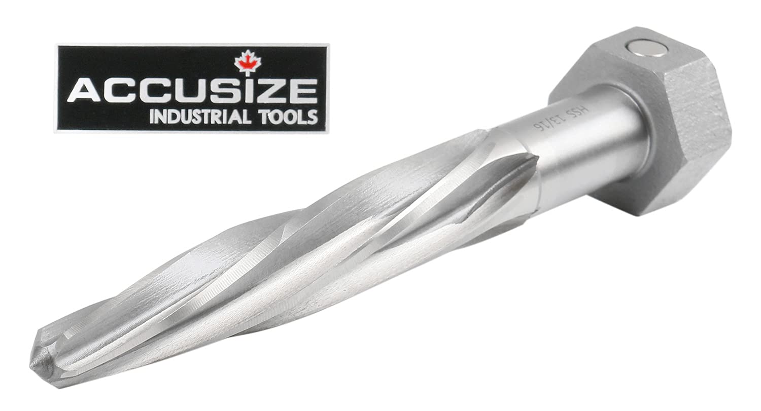 Accusize Strumenti industriali 13/16 "Alesatore a ponte, gambo esagonale magnetico, Hss a spirale Flutes Allineamento Alesatori, Alesatori auto, 1523-8035