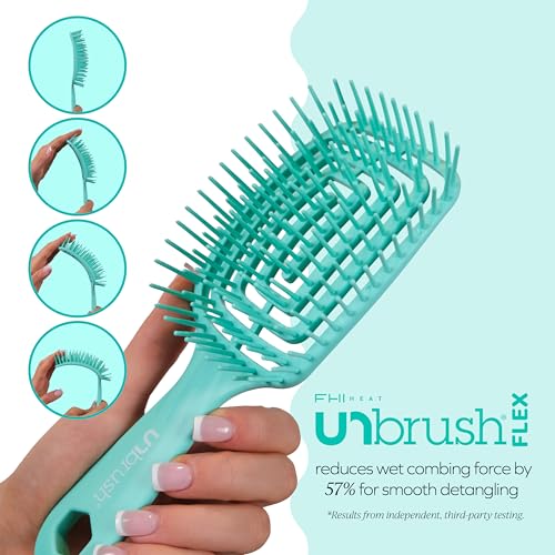 Image of FHI Heat UNbrush Flex Detangling Brush - Ultra-Flexible, Pain-Free Hair Brush Detangler with DuoFlex Anti-Static Bristles for Removing Tangles, Massaging Scalp & Faster Styling